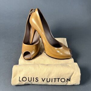 Louis Vuitton Gold Peep-Toe Heels